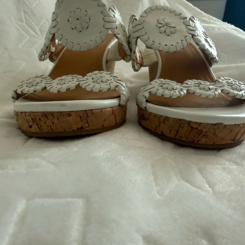 White Cork Wedge Sandals